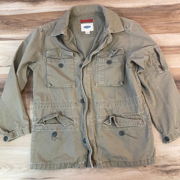 Old Navy Other - Old Navy Military Field Jacket Mens Small Army Green Full Zip Cotton Utility Zip